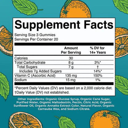 Gomitas Orgánicas Vitamina C de MaryRuth’s | Favorece la producción de colágeno para piel y tejidos| 60 gummies,