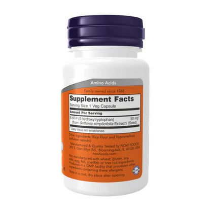 5-HTP 50 mg, NOW Foods |Ayuda en el manejo del estrés cotidiano|  90 cápsulas
