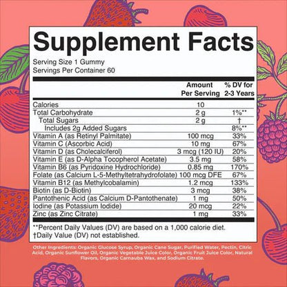 Multivitamínico para niños pequeños de MaryRuth’s | Refuerza el sistema inmune | 60 gomitas