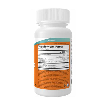 Complejo de Hierro con Vitamina C 50mg y Hierro Bisglicinato 27mg de NOW Foods | Fuente Bio-disponible, Ayuda con el Estreñimiento | 100 Tabletas Vegetales