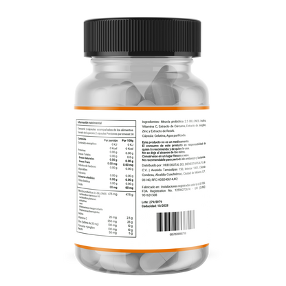 Probiótico + Prebiótico Vaginal de Briah | Mezcla Probiótica 6 cepas 2.5 UFC | 60 cápsulas para 30 días