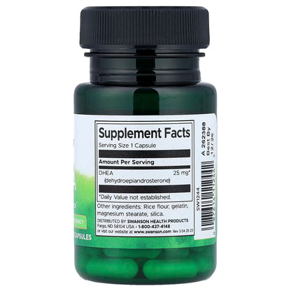 DHEA 25mg de Swanson | Fortalecimiento Óseo y Promueve un envejecimiento saludable | 120 y 30 cápsulas vegetales