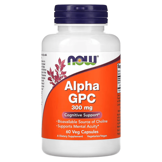 Alpha GPC 300 mg de Now Foods | Favorece el enfoque y la claridad mental | 60 cápsulas vegetales