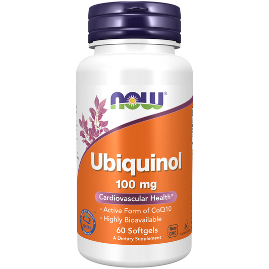 Ubiquinol 100 mg - CoQ10 de NOW Foods | Activo de Alta Biodisponibilidad para el Apoyo Cardiovascular y Protección Antioxidante | 60 Cápsulas Blandas