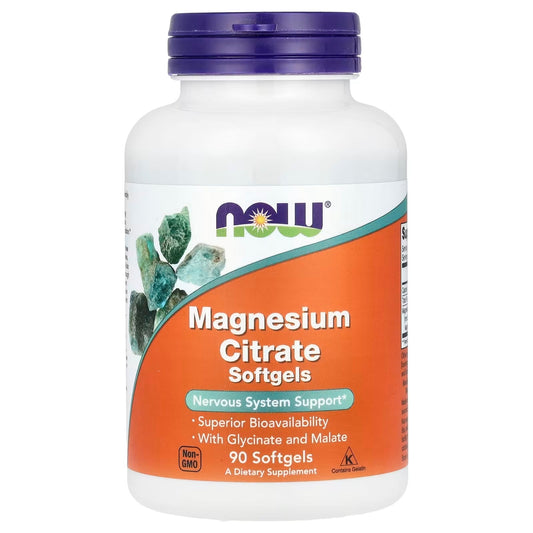 Citrato de Magnesio 400 mg de NOW Foods | Apoyo al Sistema Nervioso y Energía | 90 cápsulas vegetarianas