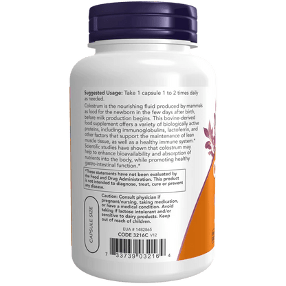Colostro bovino 500 mg de Now Foods | Sistema Inmunitario y Función Intestinal | 120 Cápsulas