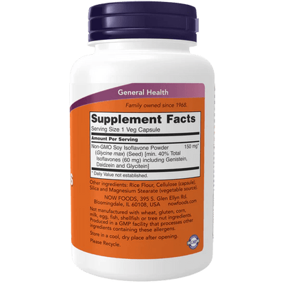 Soy Isoflavones de Now Foods | Favorece la salud cardiovascular, Apoya el equilibrio hormonal natural | 120 Cápsulas