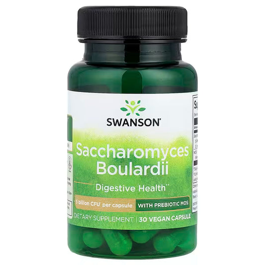 Saccharomyces Boulardii Probiótico de Swanson | Equilibra la flora intestinal saludable y previene el malestar digestivo | 30 cápsulas vegetales
