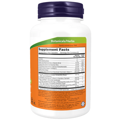 ForsLean, Super Citrimax, L-Carnitina y Té Verde - Apoyo Dietético de Now Foods | Energía Celular | 120 Cápsulas Vegetales