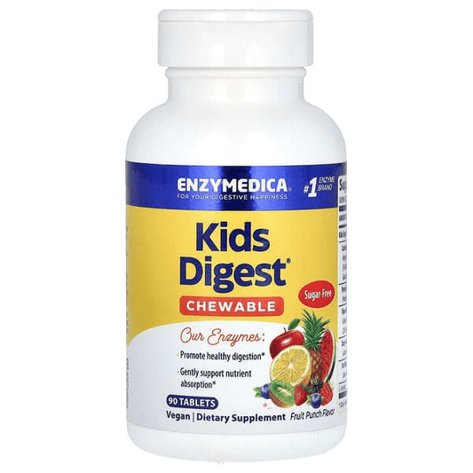 Enzimas Digestivas para Niños de Enzymedica | Apoyo Digestivo Suave Natural | 90 Tabletas Masticables Veganas y Kosher