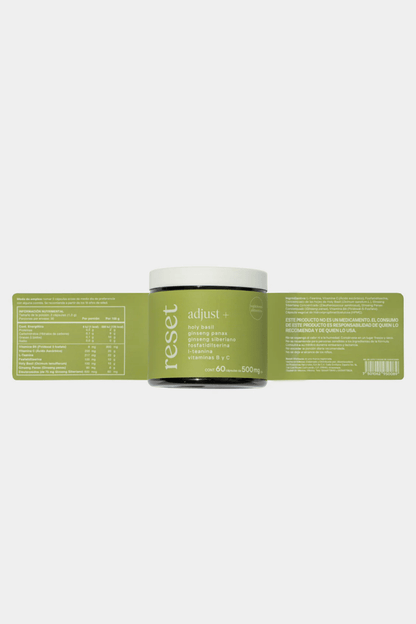 L-Teanina y Ginseng, Adjust+ de Reset | Apoya el manejo del estrés y la calma mental | 60 cápsulas
