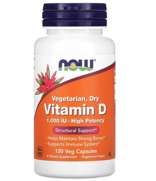 Vitamina D2 1000 UI de NOW Foods - Apoyo para Huesos y Sistema Inmunológico |  120 Cápsulas vegetarianas