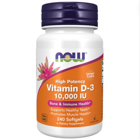 Now | Vitamina D3 10.000 UI | Salud Inmunitaria y Ósea | 30, 120 y 240 cápsulas