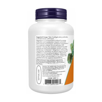 Citrato de Magnesio 400 mg de NOW Foods | Apoyo al Sistema Nervioso y Energía | 90 Y 120 cápsulas vegetarianas