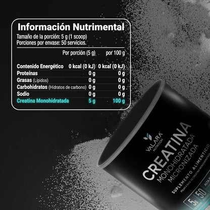 Creatina Monohidratada 5g de Valara Nutrition 450g de Alta Pureza Sin Sabor | Favorece la Recuperación Muscular | 90 porciones