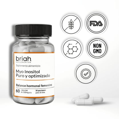 Myo Inositol Puro y Optimizado de Briah | Balance Hormonal Femenino | 60 Cápsulas