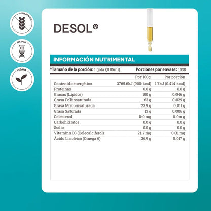 Vitamina D3 Desol de Matter | Fortalece Huesos y Sistema Inmune | Frasco con 52ml