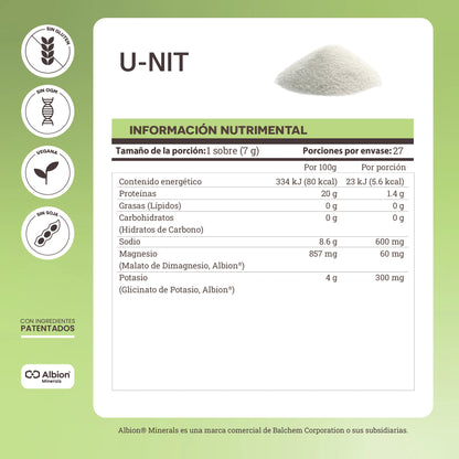 Electrolitos U-NIT de Matter | Favorece la recuperación, aporta hidratación | 27 sobres de 7 g