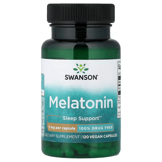 Melatonina 3 mg de Swanson | Contribuye a reducir el insomnio, promoviendo un descanso reparador | 120 cápsulas vegetales