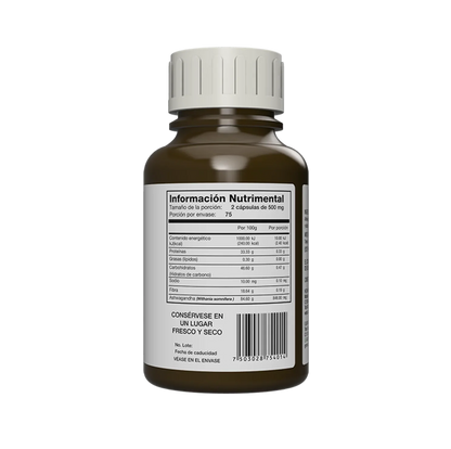 Ashwagandha 500mg de Adapto Heal | Reduce Cortisol, Balance Hormonal | 150 Cápsulas Vegetales