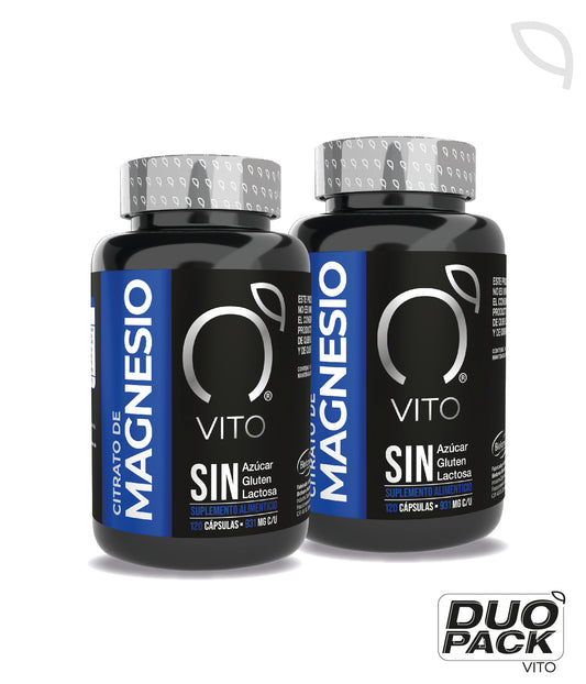 DUO: CITRATO DE MAGNESIO 931mg por cápsula de Vito | Promueve la función ósea, muscular y cardiovascular | DUO de 240 cápsulas vegetales