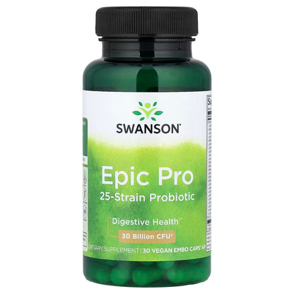 Epic Pro 25 Probiótico 30mil millones UFC de Swanson | Ayuda a equilibrar la flora intestinal y brinda apoyo al sistema inmunológico | 30 cápsulas vegetales