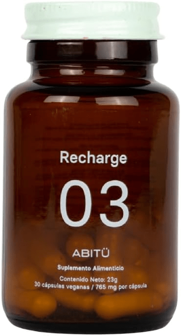 L-Teanina Bacopa Cafeína Vitaminas del Complejo B Recharge 03 Abitü | Energía y Concentración | 30 Cápsulas Veganas de 765 mg c/u