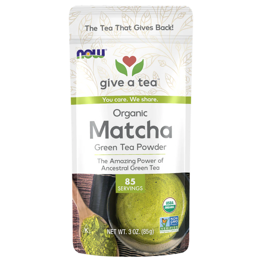 Té Verde Matcha Orgánico - 85 Porciones, 85 g de NOW Foods - Apoyo Digestivo y Energético, Rico en Polifenoles y L-Teanina