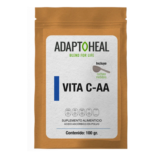 Vitamina C (Ácido Ascórbico) - AA 1 a 6g por porción de Adapto Heal | Apoyo del Sistema Inmunitario | Polvo de 100g