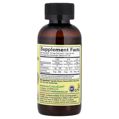 Hierro Líquido para niños de Child Life | Impulsa la formación de glóbulos rojos y el transporte de oxígeno - Energía | 118 ml sabor a bayas naturales