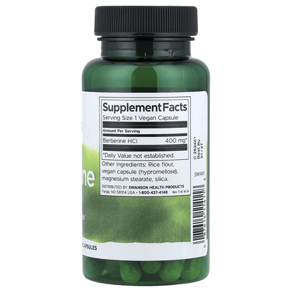 Berberina 400mg de Swanson | Apoyo del Sistema Cardiovascular y Metabólico | 60 cápsulas vegetales