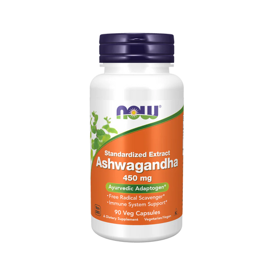 Extracto de Ashwaganda 450mg de Now | Reduce Cortisol, Balance Hormonal| 90 Capsulas Vegetales