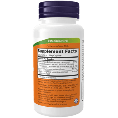 Black Cohosh Root de Now | Apoyo a la menopausia | 90 cápsulas