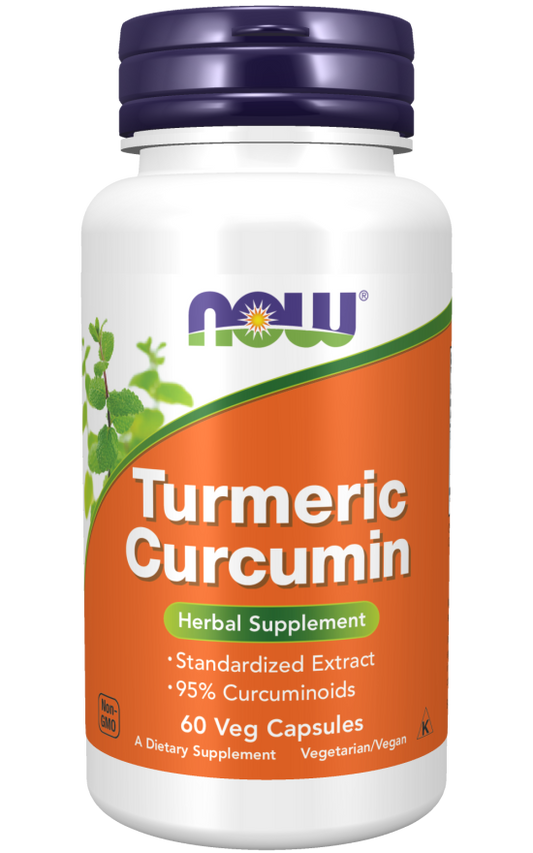 Curcumina de Extracto de Cúrcuma 95% + Curcuminoides 665 mg por cápsula  de NOW Foods | Ayuda a mantener la salud articular | 60 Cápsulas Vegetales