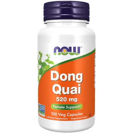 Dong Quai 520 mg de NOW Foods | Extracto de Raíz de Angelica Sinensis | Apoyo Hormonal y Menstrual | 100 Cápsulas Veganas