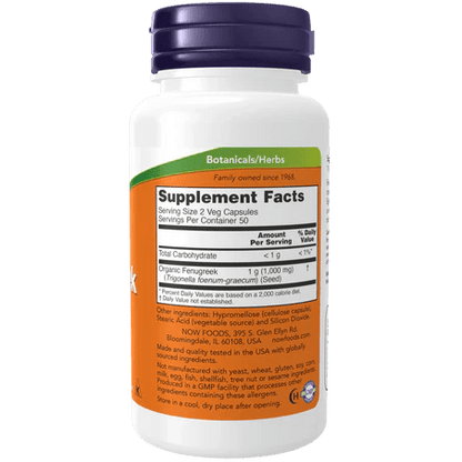 Frenogreco Orgánico de Now | Apoyo Digestivo |  100 Cápsulas