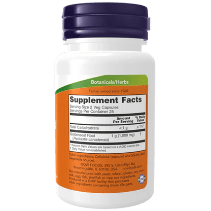 Raíz de Sello de Oro de Now | Apoyo Digestivo y Gastrointestinal | 50 cápsulas
