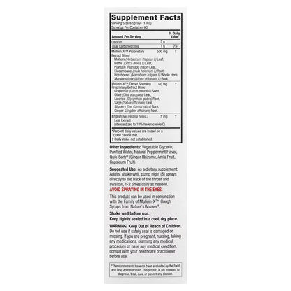 Mezcla natural de ingredientes herbales 500mg de Nature's Answer | Apoyo Respiratorio, ayuda a disolver y despejar mucosidad | Spray de 60ml