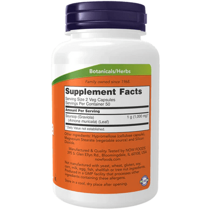 Graviola 500 mg NOW Foods  |  Antioxidante, energía y vitalidad diaria | 100 cápsulas veganas