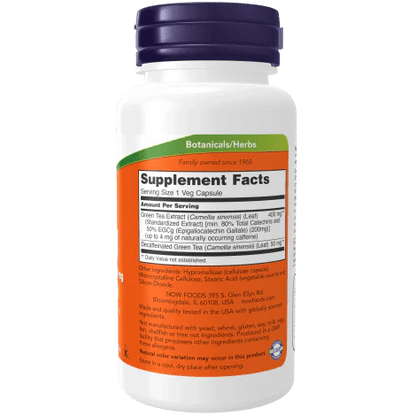 Extracto de Té Verde EGCg 400mg de NOW Foods | Aporta antioxidantes para bienestar celular | 90 cápsulas