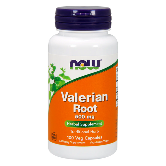 Raíz de Valeriana, 500 mg de NOW Foods - Suplemento Herbal Tradicional, Ayuda para el Sueño Natural, No-GMO | 100 Cápsulas Vegetales