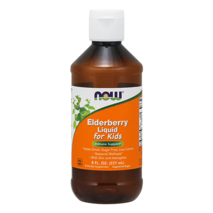 Elderberry Kids, Saúco negro 500mg + Zinc de NOW Foods | Sistema inmune | Liquido 237 ml