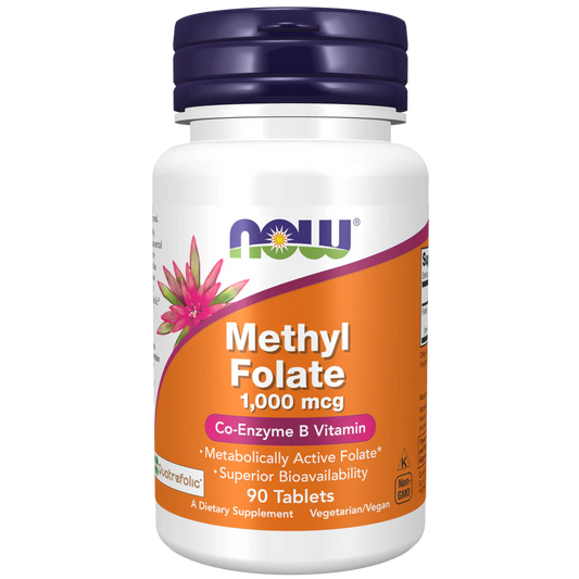 Metil Folato 1,000 mcg de NOW Foods | Apoya la salud neurológica y la división celular | 90 tabletas vegetales