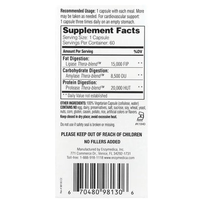Enzimas Digestivas Lypo Gold de Enzymedica con Lipasa de Alta Potencia para Digestión de Grasas y Apoyo Cardiovascular | 60 Cápsulas Veganas y Kosher
