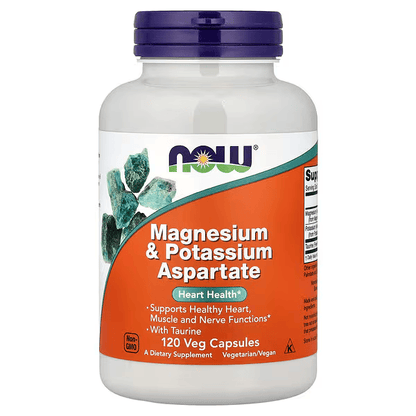 Magnesio + Potasio  250 mg NOW Foods | Funcionamiento muscular, aporta magnesio, potasio y taurin | 120 Cápsulas