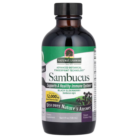 Elderberry Sambucus Jarabe de Nature’s Answer | Apoya el sistema inmune, bienestar general | 120 ml