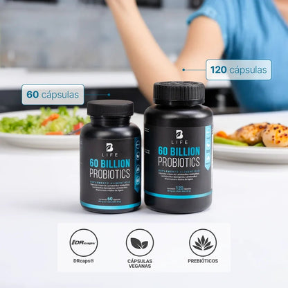 Probióticos 60 Billones + Inulina | B-Life | Bienestar Digestivo | 120 cápsulas