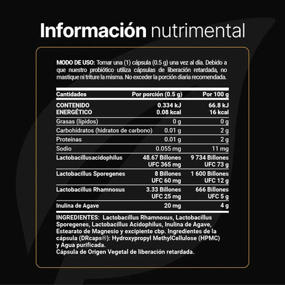 Probióticos 60 Billones + Inulina | B-Life | Bienestar Digestivo | 120 cápsulas