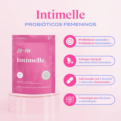 Intimelle B-fit Probióticos Femeninos | Bienestar Íntimo y Digestivo | 60 cápsulas