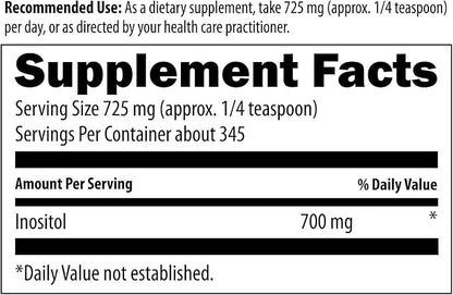 Inositol en polvo 700mg de Designs for Health | Apoyo para el Buen Sueño y Descanso - Sistema Nervioso | 250g Apto Veganos